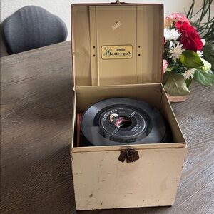 Vintage 1950s Record Collection with Platter-Pak Storage Box